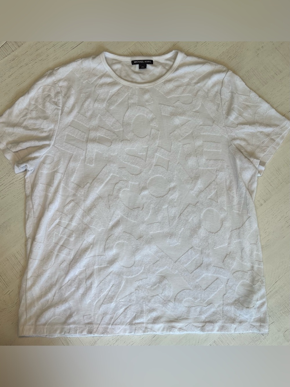 Michael Kors White Short-Sleeve Embossed Logo Tee - Picture 3 of 6